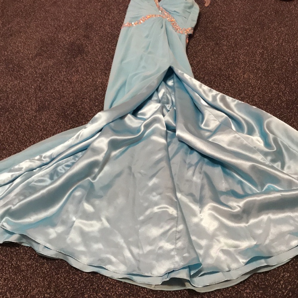 Blue Faviana Prom Dress w rhinestones size 0 - Picture 17 of 17